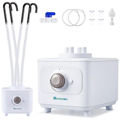 Mxmoonant Ultrasonic Humidifier 0-600ml/H, Auto Water Filling, 4 Outputs | Adjustable Mist Volume, w/4 Tubes for Different Directions, for Plant, Greenhouse, Reptile Humidification, Tap Refilling