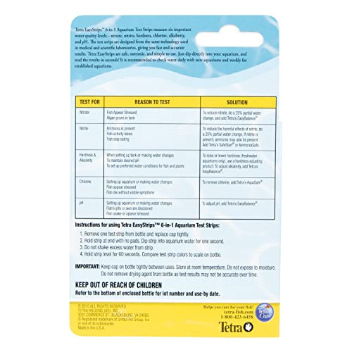 Tetra EasyStrips 6-in-1 Aquarium Test Strips, 400 Pack | Monitors Nitrates, Nitrites, Hardness, Chlorine, Alkalinity & Ph In Fresh Or Saltwater - size: 25 Count (Pack of 16)