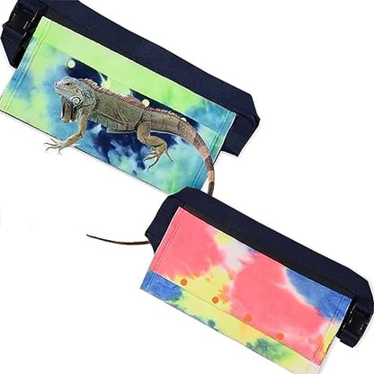 Reptile Sling Carrier with Adjustable Strap, Soft Warm Pouch for Bearded Dragon, Lizard, Leopard Gecko, Hamster, Small Animals, Iridescent - color: Iridescence