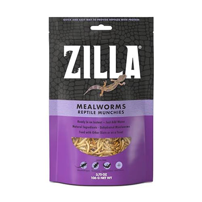 Zilla Reptile Munchies, Mealworms, All-Natural, Dehydrated Mealworms, Ideal for Bearded Dragons, Leopard Geckos, Chameleons and other lizards, Resealable Bag | All-Natural, Dehydrated, Ideal for Bearded Dragons, Leopard Geckos, Chameleons and Other Lizard