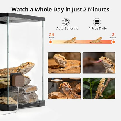 5MP Aquarium & Terrarium & Fish Tank Camera, Time Lapse WiFi Reptile Camera | 120° Anti-Glare Wide Angle Lens, Walnut Wood Case, Motion Detection, Video Playback, Easy Magnetic Mount for Pet Monitoring