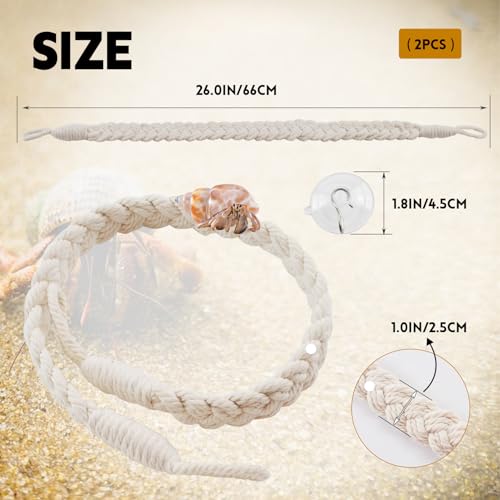 kathson 2 PCS 26 Inches Hermit Crab Climbing Toys,Reptile Vines Toy Hermit Crab Rope Ladder Bendable Hermit Crab Supplies Tank Terrarium Accessories for Hermit Crabs Lizards Leopard Geckos - color: 【Color：White】