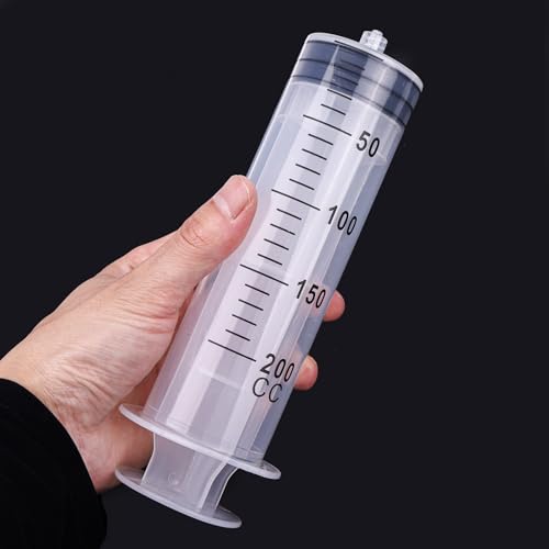 2pcs 200ml Large Plastic Syringes with 2pcs 47in Tubing and Luer Tips | Individually Sterile Packed,for Measuring,Feeding,Refilling,Watering, Filtration and Laboratory Applications without Needles