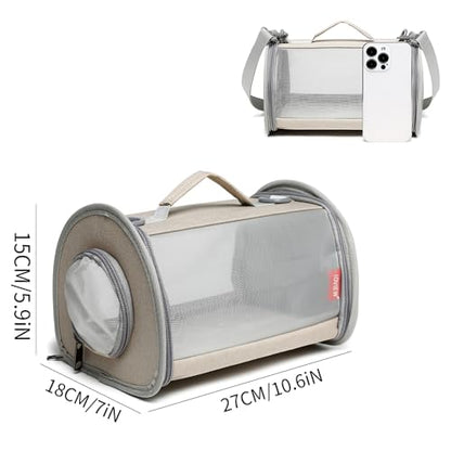 Guinea Pig Carrier Travel Small Animal Carrier Bag Lizard Bird Rabbit Carrier Cage Squirrel Breathable Bag Portable Travel Hamster Small Pet Hangbag (Small, Khaki) - color: khaki, size: Small
