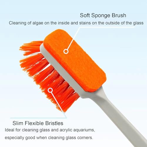 Vimvins Small Fish Tank Cleaner - Algae Scraper for Glass Aquariums - Aquarium Brush & Scrubber Tool Adapted for Cleaning Glass and Acrylic Aquariums. - size: 17.3 Inch