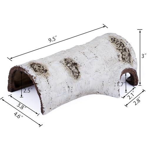 Natural Reptile Hide Basking Platform, Hideout Decor for Aquarium, Fish Tank, Bearded Dragon, Gecko, Shrimp, Betta (Birch Tree Hiding Cave, Large) - color: Birch Tree Hiding Cave, size: Large