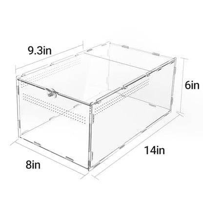 REPTI ZOO Large Tarantula Enclosure Spider Enclosure 14" X 8" X 6", 2 in 1 Acrylic Aboreal Breeding Box for Mantis Snail or Terrestrial Breeding Box for Cricket Jumping Spiders Tarantula