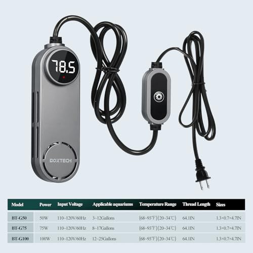 Small Fish Tank Heater - Mini Aquarium Heater | 50w Submersible Turtle Heater with Adjustable Temperature External Controller for 3 to 12 Gallon Betta Aquarium Tanks - size: 50w for 3 to 12 gallon tank