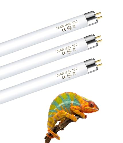 3 Pack T5 10.0 UVB Reptile Light Bulb 8W 12 Inch, UVA UVB Lamp for Bearded Dragons, Chameleons, Turtles, Tortoises, Lizards - Desert & Tropical Reptiles - size: 8W T5 Tube