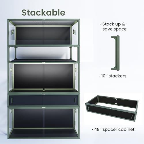 Lightweight 85 Gallon Reptile Enclosure for Snake, Bearded Dragon | Optimal Ventilation & Light Penetration by Rust Proof Mesh Top, Easy Assembly within 6 Steps with Clear Instruction - color: Earthy Green, size: 85 Gallon