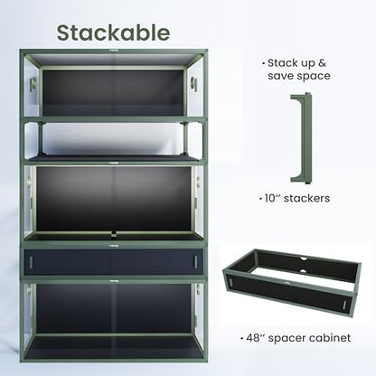 Lightweight 85 Gallon Reptile Enclosure for Snake, Bearded Dragon | Optimal Ventilation & Light Penetration by Rust Proof Mesh Top, Easy Assembly within 6 Steps with Clear Instruction - color: Earthy Green, size: 85 Gallon