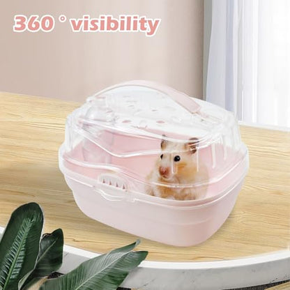 Hamster Carrier Cage with Water Bottle,Portable Hamsters Travel Cage Plastic Guinea Pig Carrying Cases Small Animal Carry Cage for Dwarf Hamsters Chinchillas Hedgehog Mouse(Pink) - color: 【Pink】