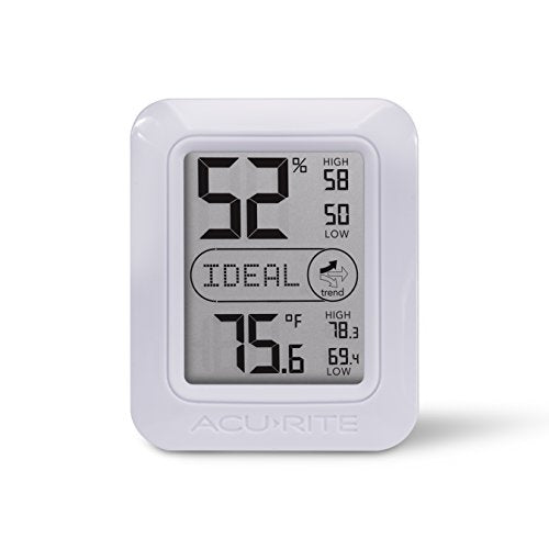 AcuRite Indoor Digital Thermometer & Hygrometer with Temperature and Humidity Gauge and Comfort Levels (01131M) , White