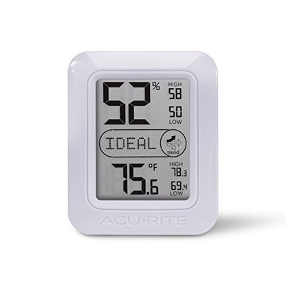 AcuRite Indoor Digital Thermometer & Hygrometer with Temperature and Humidity Gauge and Comfort Levels (01131M) , White