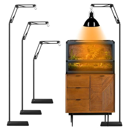 Heat Lamp Stand Reptile Light Stand Heat Lamp Holder | 360° Swing Arm, Height Adjustable 15.7 inch to 74.3 inch, Bearded Dragon, Turtles, Snake and Lizard Terrarium