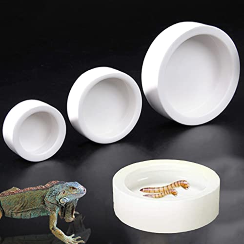 Feeder Food Dish Ceramic Water Bowl Feeding Dish Anti-Escape Container for Bearded Dragon Corn Snake