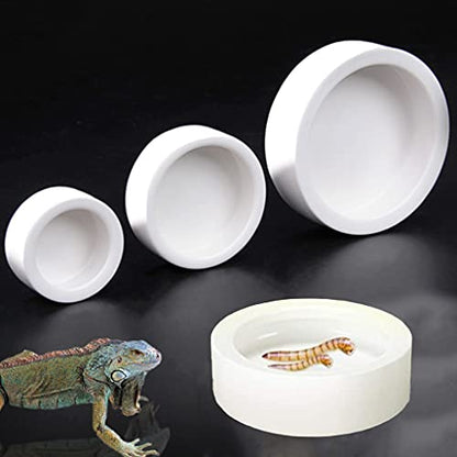 Feeder Food Dish Ceramic Water Bowl Feeding Dish Anti-Escape Container for Bearded Dragon Corn Snake