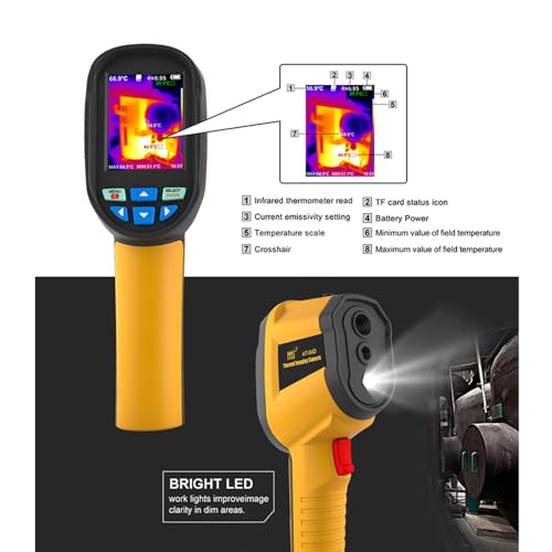 HT-04D Thermal Imaging Camera, 160 x 120 IR Resolution/19200 Pixels, 25Hz Refresh Rate, Portable Handheld Infrared Thermal Imager with Laser Pointer, -4°F~1022°F Temperature Range 2.8in Screen - size: HT04D:IR Camera