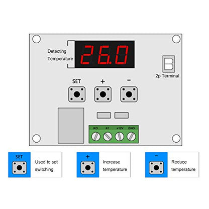 2PCS XH-W1209 Temperature Controller Module LED Display Digital Thermostat Module with Waterproof NTC Probe and 10A One-Channel Relay -50~110℃ Electronic Temperature Temp Control Module Switch - color: W1209, size: 2PCS