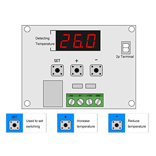 6PCS Temperature Controller Module XH-W1209 LCD Display Digital Thermostat Module with Waterproof NTC Probe -50~110℃ DC 12V Electronic Temp Control Module Switch - color: W1209+Case, size: 6PCS