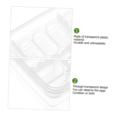 HANABASS 2Pcs Compartment Box Transparent Hatching Container for Tortoise Lizard Lightweight and Portable for Reptile Breeding