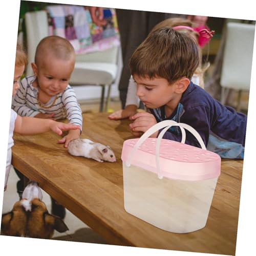 2pcs Small Pet Carriers Portable Hamster Cages Reptile Containers Medium Pink Handheld Outdoor Travel Turtle Boxes