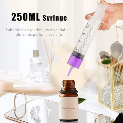250ml Large Syringes, Individually Sterile Sealed Plastic Syringe for Liquid, Scientific Labs, Measurement, Pet Feeding ,Ink Refilling ,Oil or Glue Applicator(1 Pack) - style: 250ml