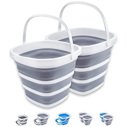 2 Pack Collapsible Buckets 10L 2.6 Gallon Cleaning Bucket Mop Bucket Folding Foldable Portable Small Plastic Water Supplies for Outdoor Garden Camping Fishing Car Wash Space Saving Square - color: 2 Pack - 10l