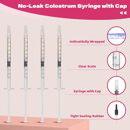 Syringes with Caps Kit, 50pcs 1ml Syringe, 2pcs 30ml Measuring Cup, 50pcs Adhesive Labels, for Colostrum, Pet Feeding, Scientific Labs - style: 1ml