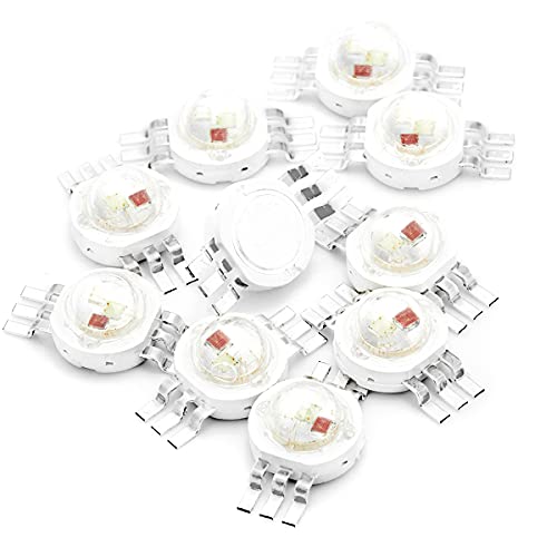 CHANZON 10 pcs High Power Led Chip 3W RGB 6 pins | (600mA for Each Color 3 Watt) Multicolor Super Bright Intensity SMD COB Light Emitter Component Diode Bulb Beads DIY Lighting - color: U) Rgb (6pins)