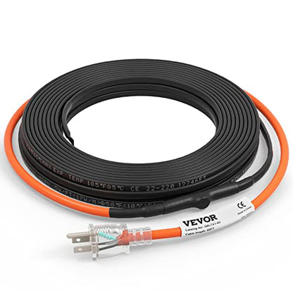 VEVOR Self-Regulating Pipe Heating Cable, 60-feet 5W/ft Heat Tape for Pipes Freeze Protection, Protects PVC Hose, Metal and Plastic Pipe from Freezing, 120V - size: 60 Feet