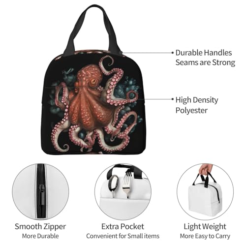 Insulated Lunch Bag Octopus Intertwined Lunch Box for Women Men Reusable Leakproof Lunch Cooler Bag for Office Picnic - color: Octopus Intertwined