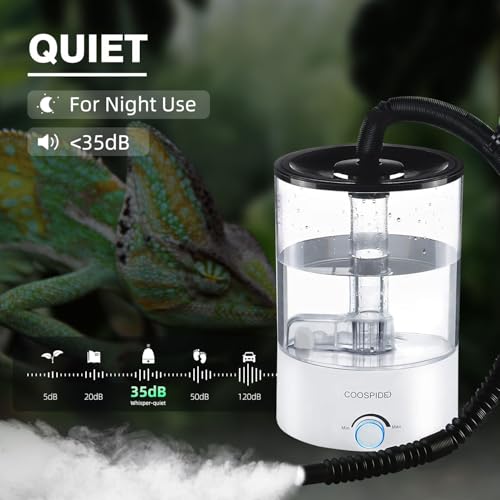 COOSPIDER Base CRH-400B Top Fill Reptile Humidifier, Reptile Fogger Tank Humidifier Accessories, Reptile Misting System Replacement for Reptiles Amphibians Herps Vivarium - color: 400B-White-Base