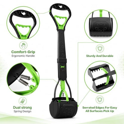 31inch Large Pooper Scooper for Dogs with Long Handle, Sturdy & Durable, Not Easy to Break, Lightweight & Easy to Use, Easy to Pick Up from Grass and Gravel | Less Bend Down, One-hand Operate Pick up for all Surface, Heavy Duty Poop Scooper for Large Medi