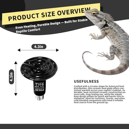 150W Reptile Heat Lamp(2 Packs)-Ceramic Heat Emitter for Reptiles Amphibian Pet Brooders Chicken Incubation, and Terrariums Turtle Lizard Bearded Dragon Snake Size E26 - size: 150W