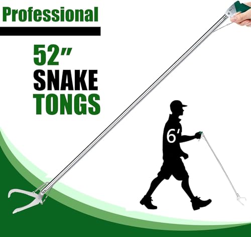 IC ICLOVER 52 Inch Professional Snake Grabber, Heavy Duty Long Snake Tongs | Upgrade Wide Jaw Snake Handling Tool, Non Slip Grip Handle, Auto Lock, Reptile Grabber Rattle Snake Catcher Catching Tools