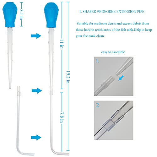 AREPK Aquarium Coral Feeder Fish Feeder Waste Clean Tool Manual Cleaner Water Changer Fish Tank Cleaning Tool Siphon Dropper Waste Remover Aquatic Bottom Feeder Pipette Aquarium - size: 19IN