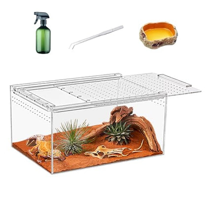 Reptile Terrarium kit,12"*7"*6" Reptile Breeding Box, Magnetic Acrylic Enclosure，for Tarantula，Hermit Crab，Jumping Spider，Iguana，Leopard Gecko，Bearded Dragon, Insect,Scorpions.(30*18*15 cm） - size: 12"*7"*6"