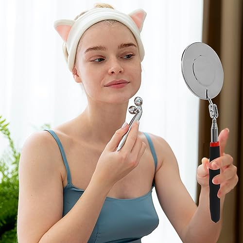 Telescoping Flexible Circular Mirror - 360 Rotation with Extended Handle - Round Inspection Mirror for Vehicle Condition (3 Inch Dia) - size: 3 Inch