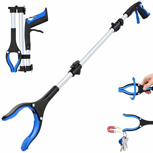 Grabber Reacher Tool - 43” Extra Long Foldable Gripper and Reaching Tool - Heavy Duty Pick Up Stick Grabbers for Seniors, Trash, Surgery Recovery Must Haves Gifts (Blue-43in) - color: Blue-43in