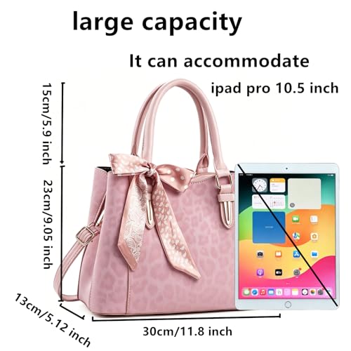 3 Compartment Satchel Purse Top Hnadle Bags Hobo Handbag for Women | Multi Compartment,Medium,Leopard Print Faux Fur,Detachable Shoulder Crossbody Strap,Work Office Daily,High elasticity base - color: Pink Leopard
