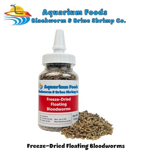 Freeze-Dried Bloodworms, Our Grade A Floating Bloodworms for All Freshwater Fish, Marines Corals, Anemones, Baby Pond Fish…0.5oz Squeeze Bottle - size: 0.5 Ounce (Pack of 1)
