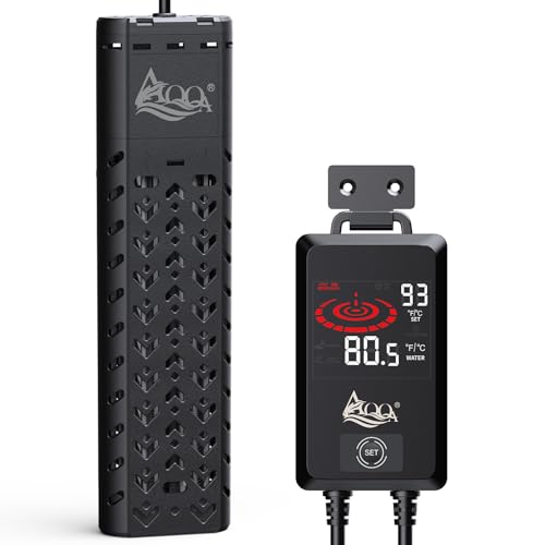 AQQA Fish Tank Heater 1000W for 135-258 Gallon Aquarium | Quartz Glass, Betta Fish Submersible Heater Thermostat, Intelligent Controller, Freshwater and Saltwater, AQ197-1000W - size: 1000W (for 135-258Gal Tank)