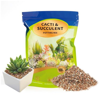 Succulent & Cactus Soil Potting Mix 10qt, Chunky Dirt with Fast Draining Fits for Bonsai, Terrarium and Houseplant - color: Succulent & Cactus Soil, size: 10qt