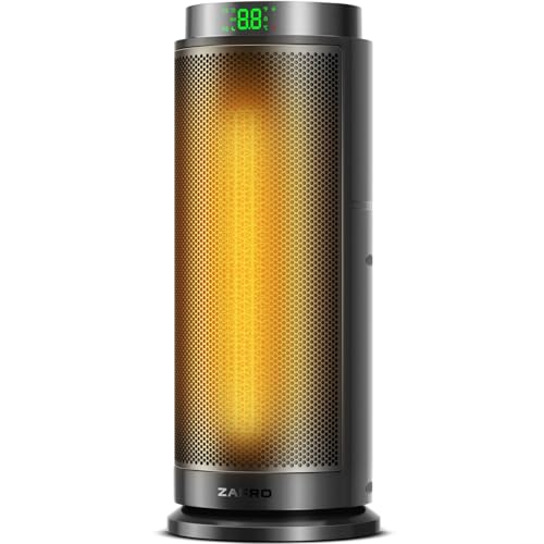 ZAFRO Space Heater, Ultra Quiet Portable Electric Heaters for Indoor Use with Thermostat, 1500W Large PTC Ceramic Fast & Wide-Angle Heat, Digital Display, 8 Safety, 5 Modes, 24H Timer for Large Rooms - size: 16 inches