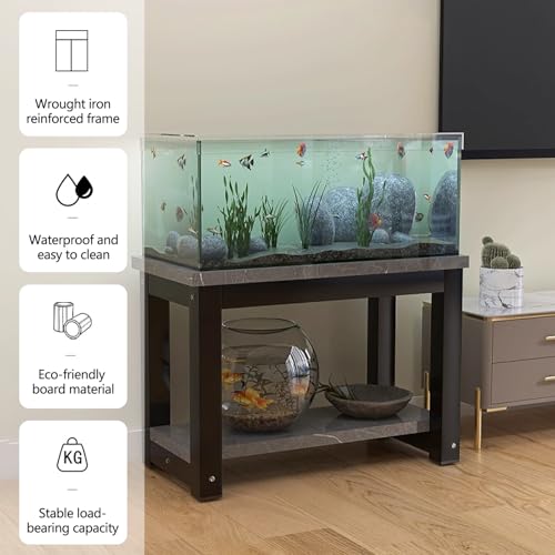 Multifunctional 2-Layer Fish Tank Stand, Easy Assembly Aquarium Rack, Stylish Floor-Standing Terrarium for Home/Office, White, 60x40cm (23.6x15.7in),White,60x40cm/23.6x15.7in