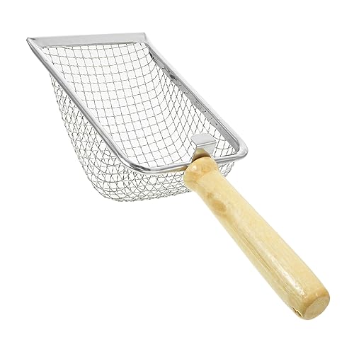 Mikikit Cat Litter Scoop with Wood Handle Ergonomic Design for Easy Pet Waste Cleaning for Reptile Terrariums and Animals Durable and Wear Litter