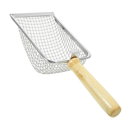 Mikikit Cat Litter Scoop with Wood Handle Ergonomic Design for Easy Pet Waste Cleaning for Reptile Terrariums and Animals Durable and Wear Litter