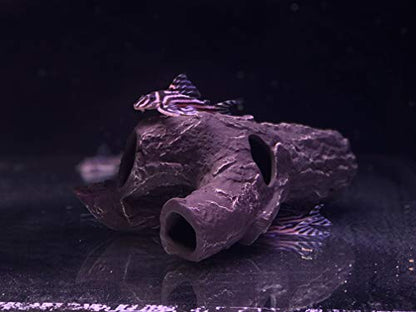 Aquarium Ceramic Decorations Cave Betta Stone Decor - Aquarium Fish Tank Hideway Decor for breeding Cichlids Plecos Betta Toys Hideout (Snag)