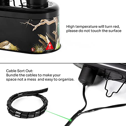 REPTI ZOO Nano Combo Print Tropical Desert Reptile Dual Deep Dome Lamp Fixture for Reptile Max 40 Watts Max Bulb Height 4 in Per Socket UVB Light Fixture Dual Lamp Cap Combo Integration Design - size: 40 Watts